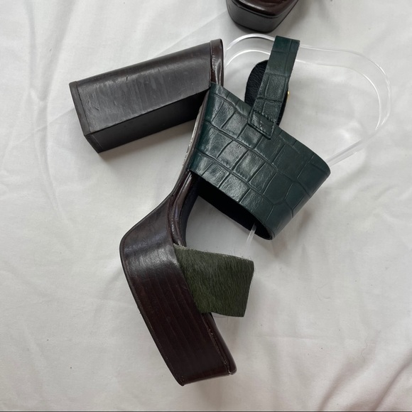 Topshop Platform Green Block Heels - Picture 6 of 11